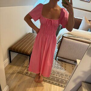 Ciao Lucia Pink Smocked Midi Dress